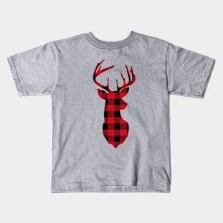 Buffalo plaid deer, Christmas Shirt Kids T-Shirt